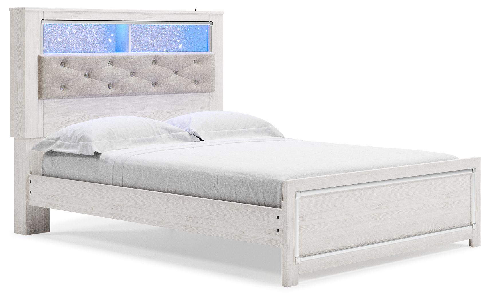 Altyra - White - Queen Panel Bookcase Bed With Roll Slats - Hornell Furniture Outlet