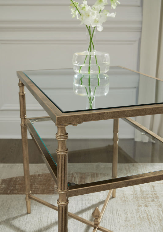 Cloverty - Aged Gold Finish - Rectangular End Table - Hornell Furniture Outlet