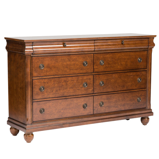 Rustic Traditions - 8 Drawer Dresser - Dark Brown - Hornell Furniture Outlet