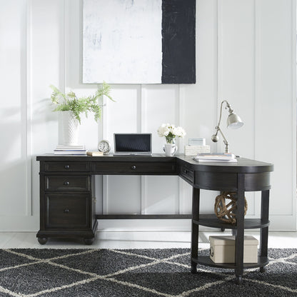 Harvest Home - L Shaped Desk - Black - Hornell Furniture Outlet