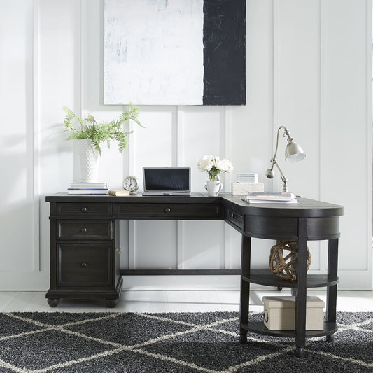 Harvest Home - L Shaped Desk - Black - Hornell Furniture Outlet