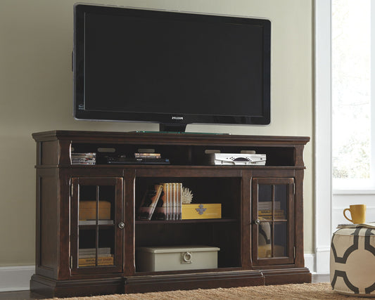 Roddinton - Dark Brown - XL TV Stand w/Fireplace Option - Hornell Furniture Outlet