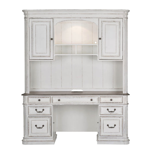 Magnolia Manor - 5 Piece Home Office Set (Complete Desk) - White - Hornell Furniture Outlet