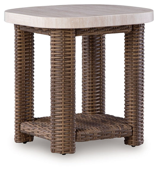 Dolan Creek - Square End Table - Beige / Brown - Hornell Furniture Outlet