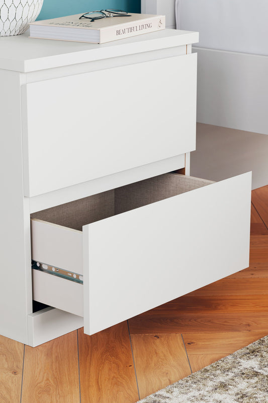 Onita - White - Two Drawer Night Stand - Hornell Furniture Outlet