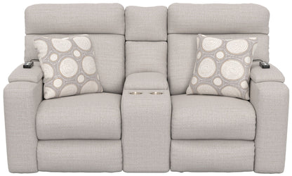 Sanctuary - Health & Wellness Power Reclining Console Loveseat With Power Adjustable Headrest And Lumbar / Therapeutic Heat & Massage - Winter - Hornell Furniture Outlet