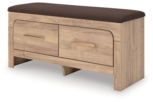 Kinlanni - Bedroom Upholstered Storage Bench - Tan / Brown - Hornell Furniture Outlet