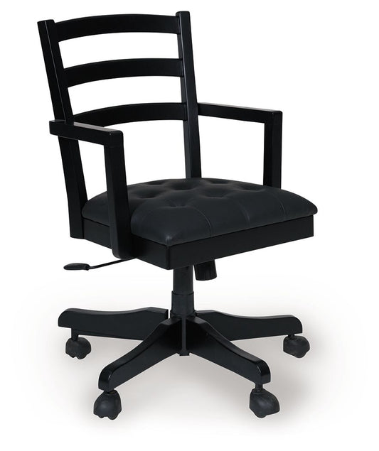 Wildenauer - Brown / Black - Home Office Swivel Desk Chair - Hornell Furniture Outlet