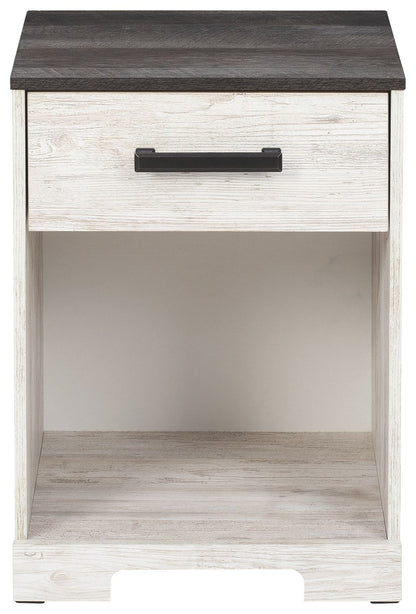 Shawburn - Whitewash / Charcoal Gray - One Drawer Night Stand - Hornell Furniture Outlet