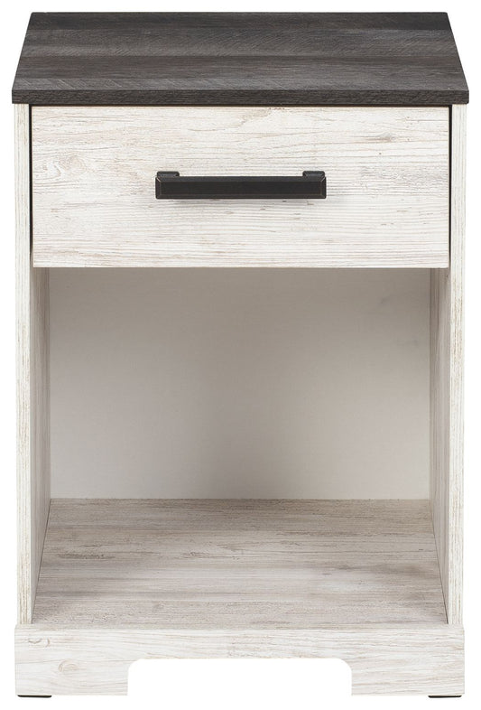 Shawburn - Whitewash / Charcoal Gray - One Drawer Night Stand - Hornell Furniture Outlet