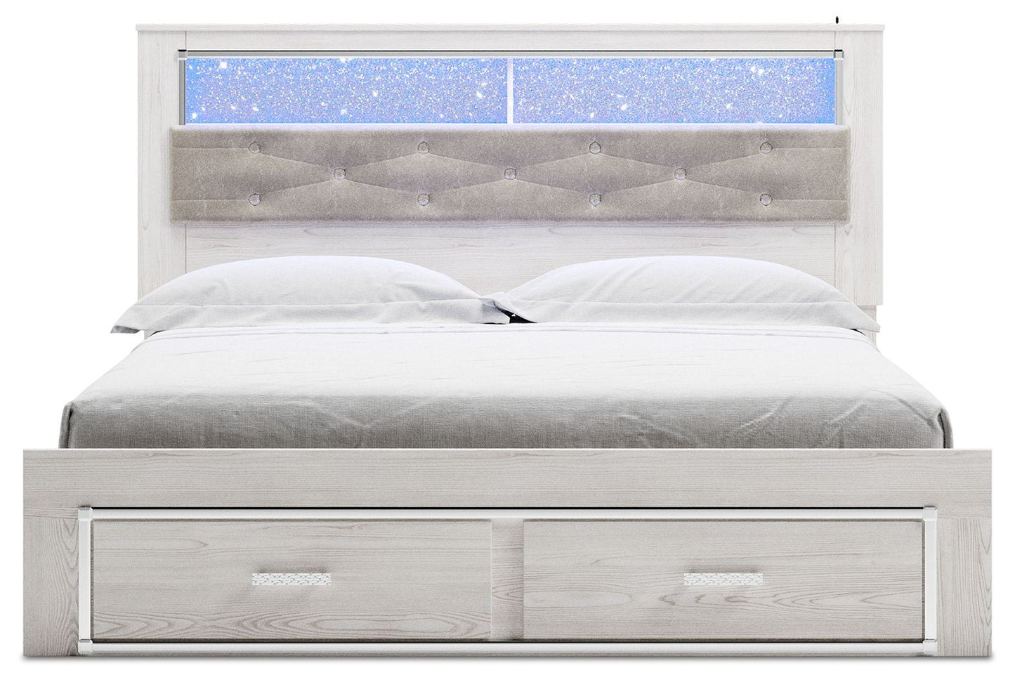 Altyra - White - King Upholstered Bookcase Bed With Storage - Hornell Furniture Outlet