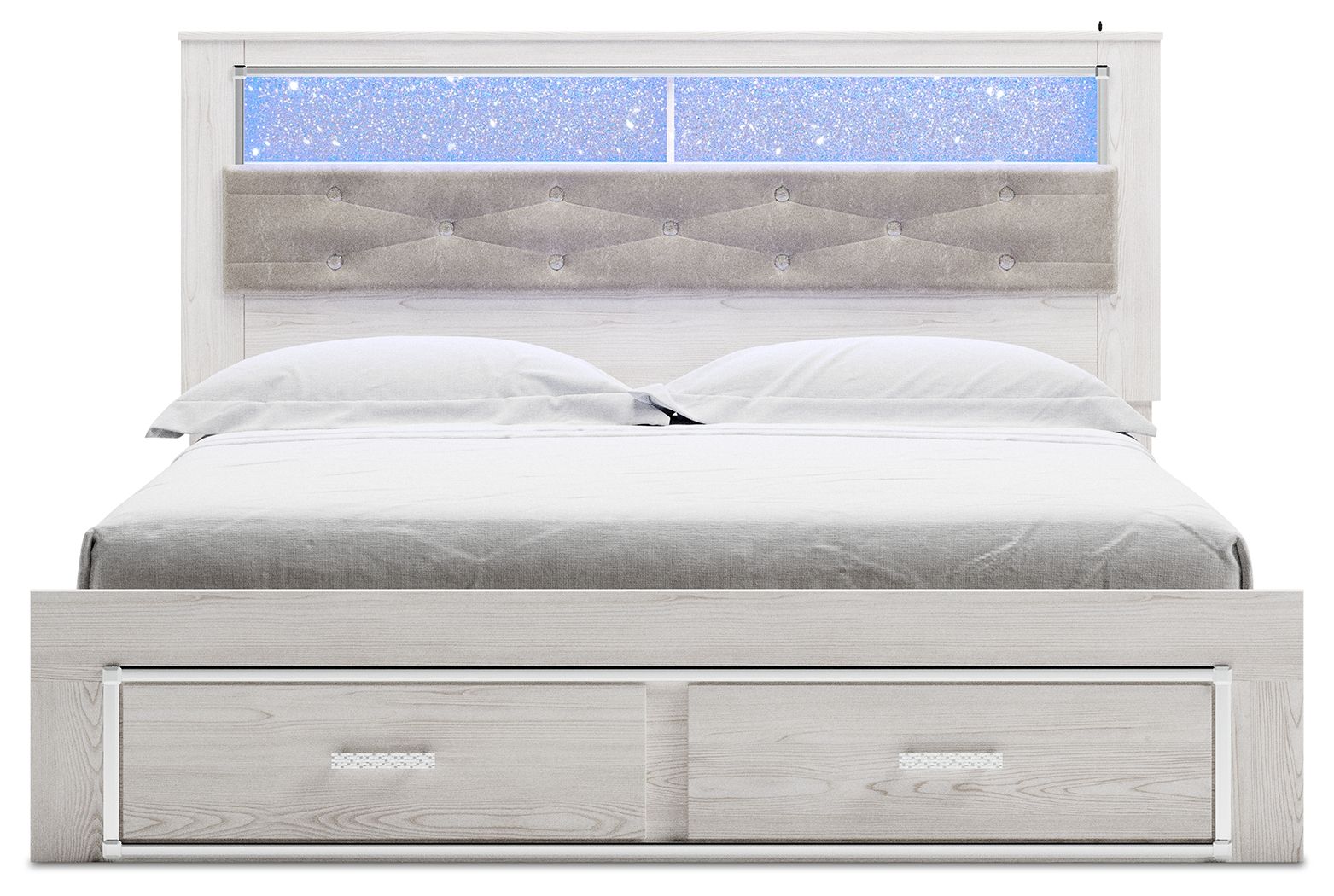 Altyra - White - King Upholstered Bookcase Bed With Storage - Hornell Furniture Outlet