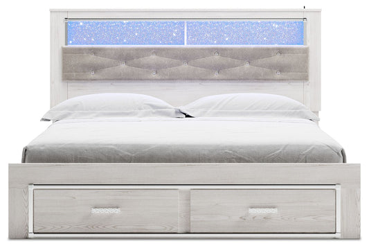 Altyra - White - King Upholstered Bookcase Bed With Storage - Hornell Furniture Outlet