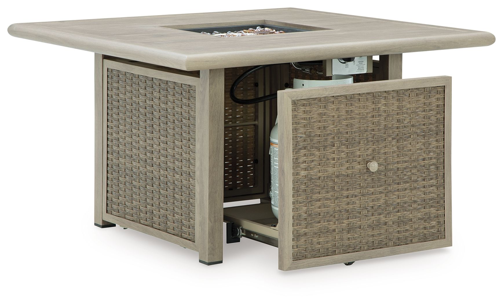 Cliff Trails - Beige - Square Fire Pit Table - Hornell Furniture Outlet