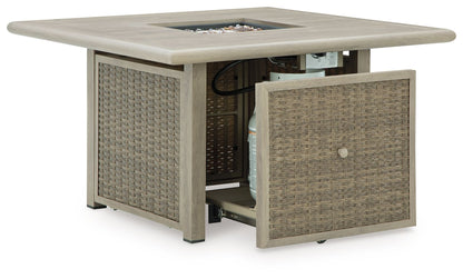 Cliff Trails - Beige - Square Fire Pit Table - Hornell Furniture Outlet