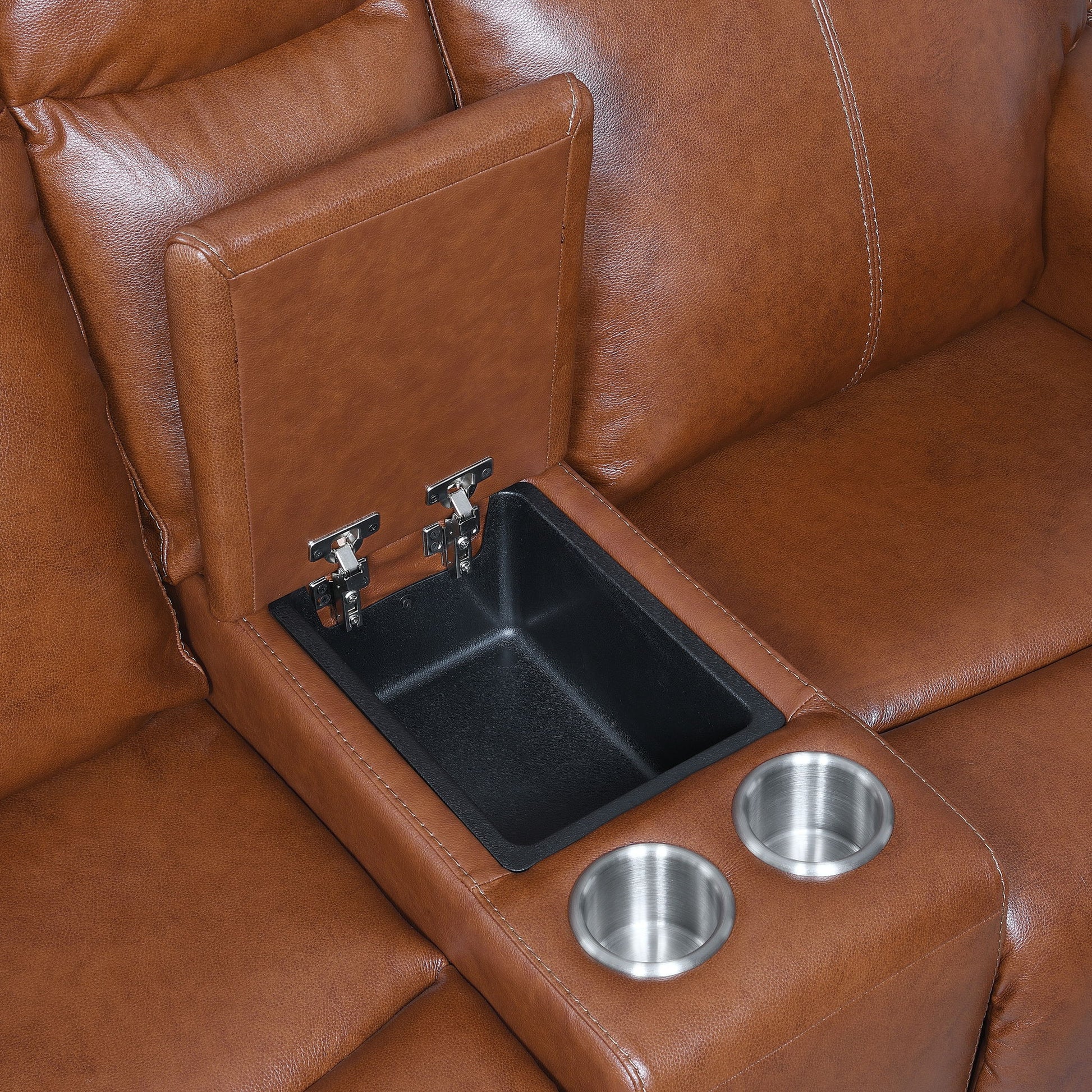 Natalia - Recliner Console Loveseat - Dark Brown - Hornell Furniture Outlet