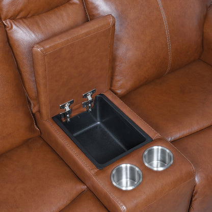 Natalia - Recliner Console Loveseat - Dark Brown - Hornell Furniture Outlet