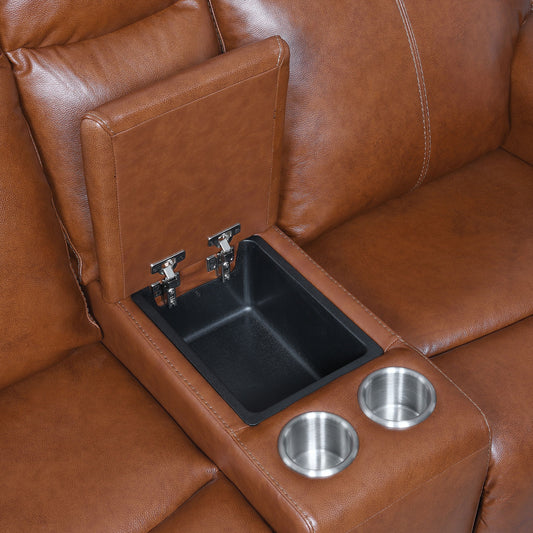 Natalia - Recliner Console Loveseat - Dark Brown - Hornell Furniture Outlet