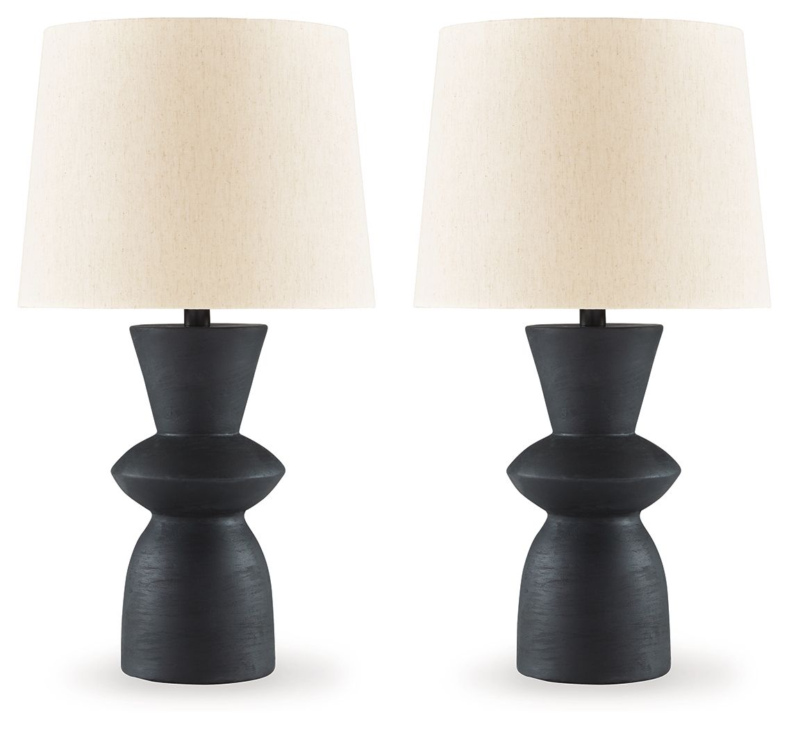 Scarbot - Distressed Black - Paper Table Lamp (Set of 2) - Hornell Furniture Outlet
