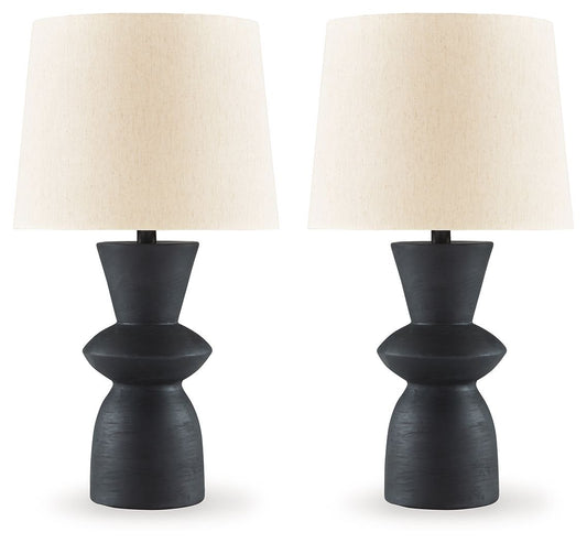 Scarbot - Distressed Black - Paper Table Lamp (Set of 2) - Hornell Furniture Outlet