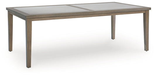 Rainier Ranch - Brown / Beige - Rectangle Dining Table With Umbrella Option - Hornell Furniture Outlet