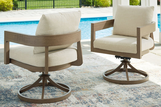 Serene Bay - Dark Brown / White - Swivel Chair With Cushion (Set of 2) - Hornell Furniture Outlet