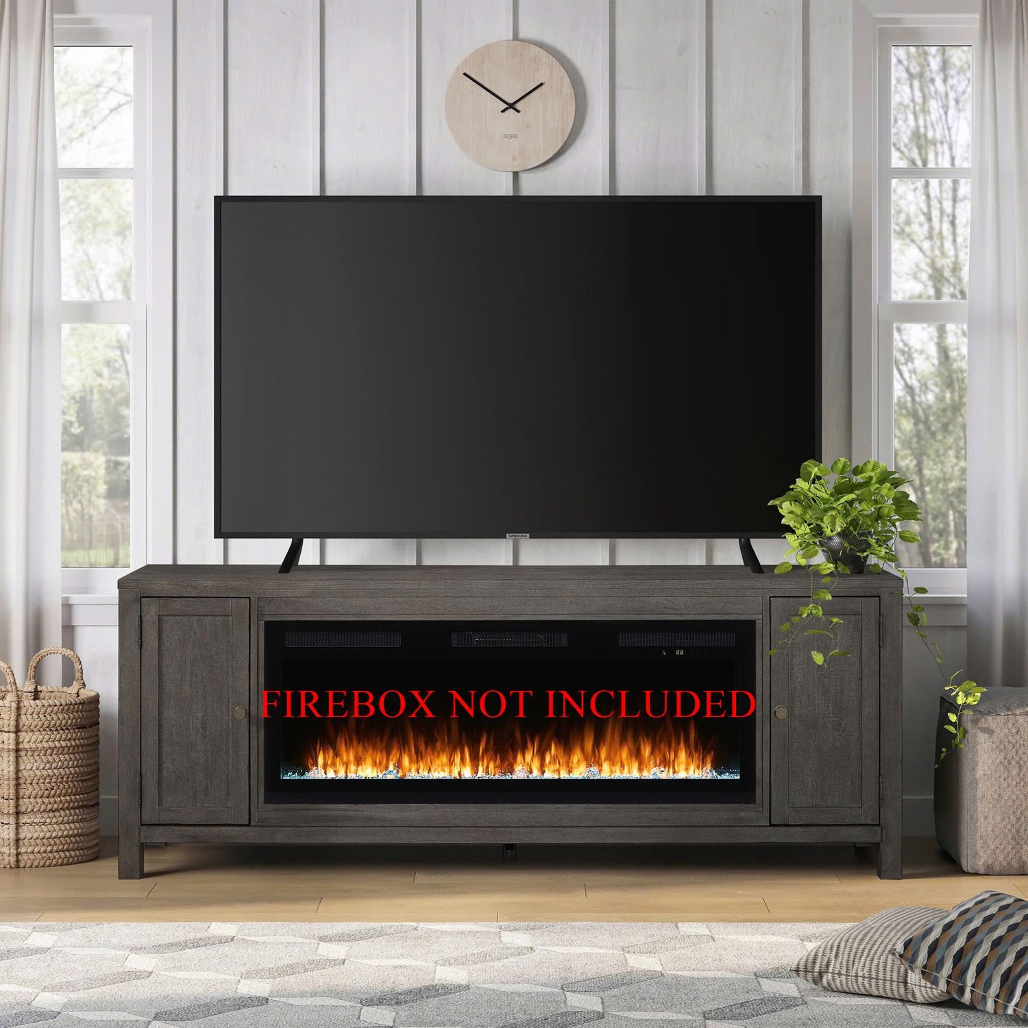 Fireplace TV Consoles - 78" Fireplace TV Console FTS - Dark Brown - Hornell Furniture Outlet