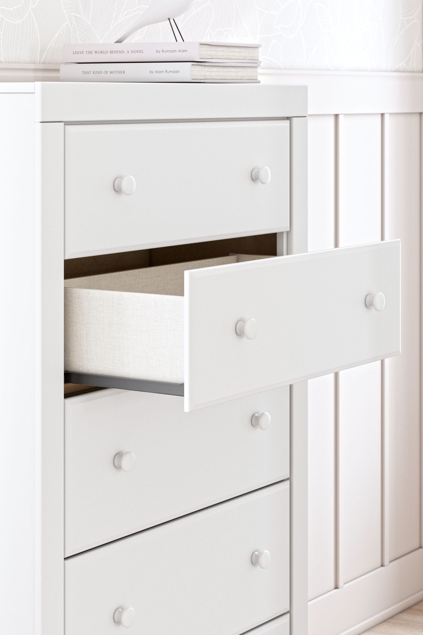 Mollviney - White - Five Drawer Chest - Hornell Furniture Outlet