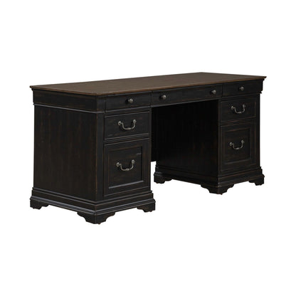 Meritage - Jr Executive Credenza - Black - Hornell Furniture Outlet