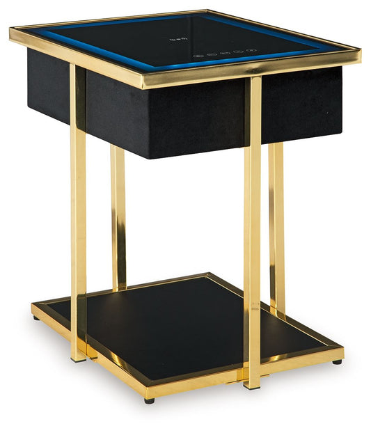 Rexwell - Black / Gold Finish - Accent Table With Speaker - Hornell Furniture Outlet