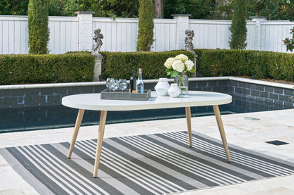 Seton Creek - White - Oval Dining Table With Umb Opt - Hornell Furniture Outlet