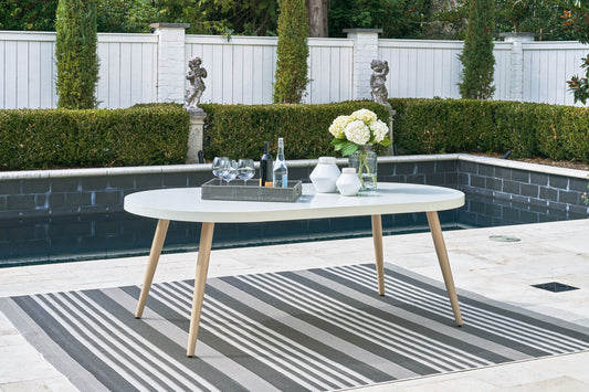 Seton Creek - White - Oval Dining Table With Umb Opt - Hornell Furniture Outlet