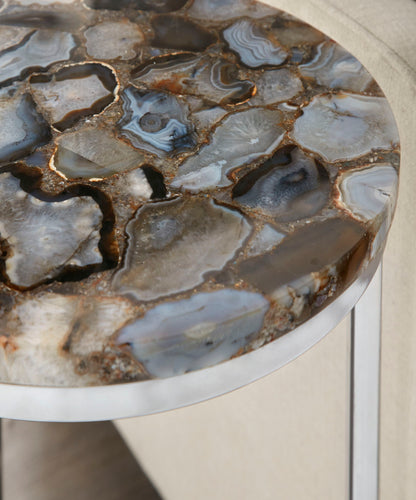 Onyx - Agate Top Nesting Table - Pearl Silver - Hornell Furniture Outlet