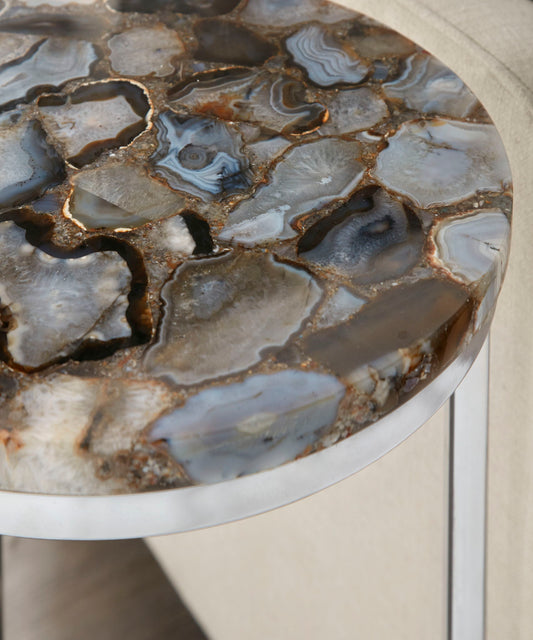 Onyx - Agate Top Nesting Table - Pearl Silver - Hornell Furniture Outlet