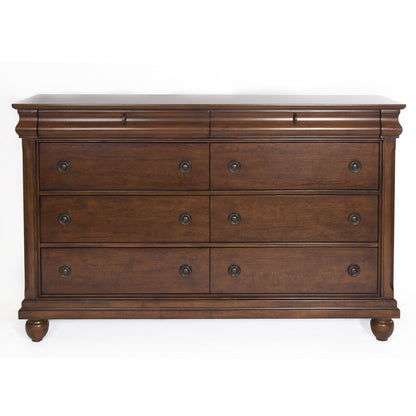 Rustic Traditions - 8 Drawer Dresser - Dark Brown - Hornell Furniture Outlet