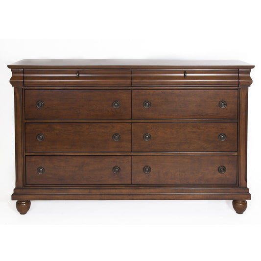 Rustic Traditions - 8 Drawer Dresser - Dark Brown - Hornell Furniture Outlet