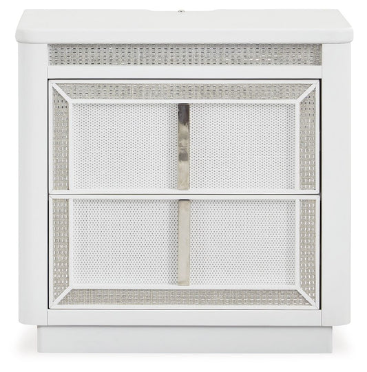 Chalanna - White - Two Drawer Night Stand - Hornell Furniture Outlet