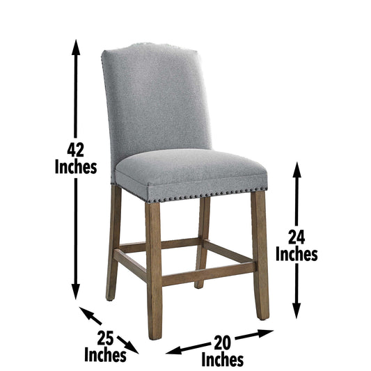 Grayson - Counter Chair With Nailhead (Set of 2) - Dark Gray - Hornell Furniture Outlet