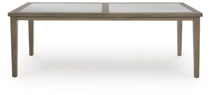 Rainier Ranch - Brown / Beige - Rectangle Dining Table With Umbrella Option - Hornell Furniture Outlet
