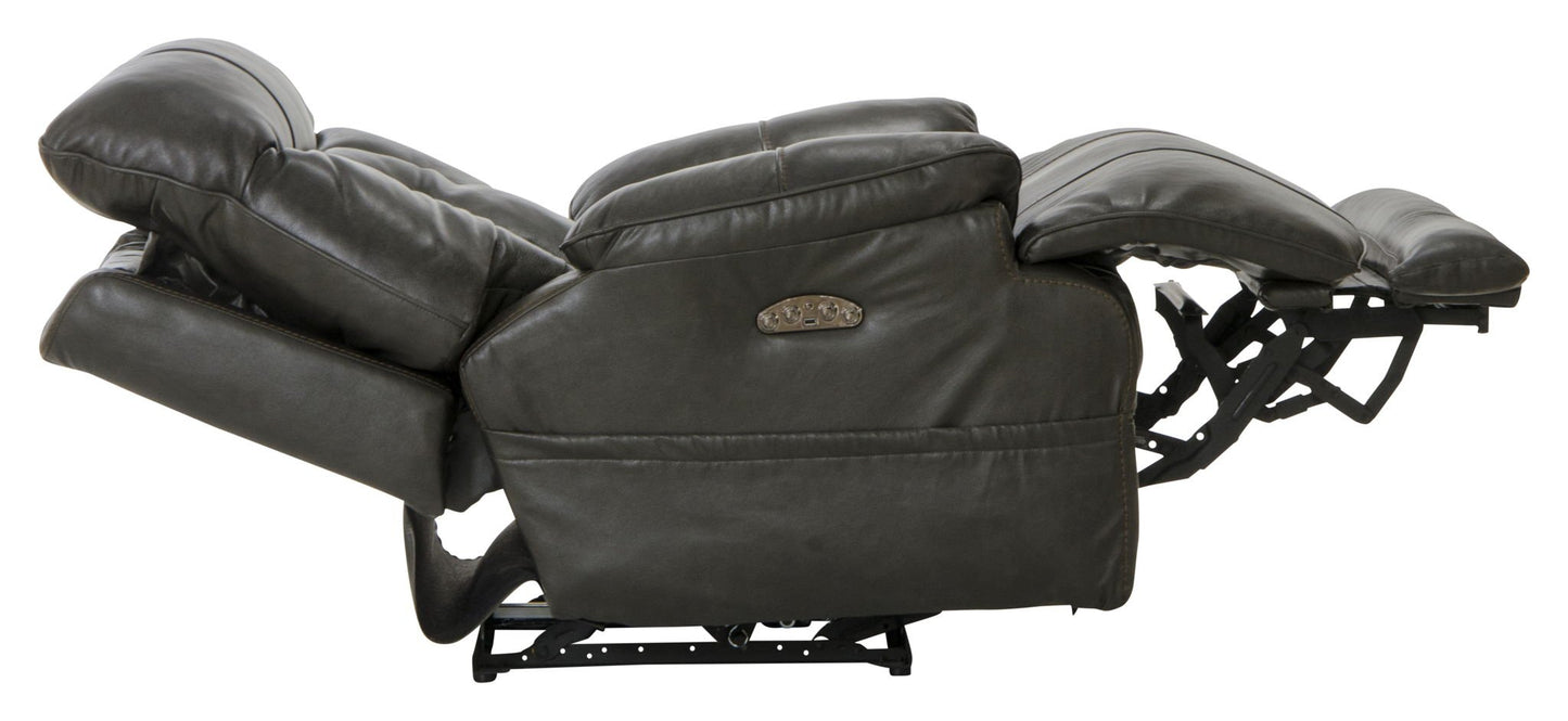 Naples - Power Lay Flat Recliner With Extended Ottoman - Chocolate - Hornell Furniture Outlet