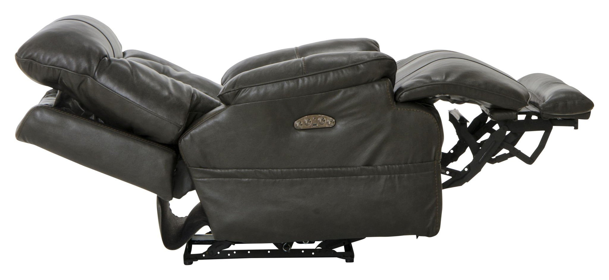 Naples - Power Lay Flat Recliner With Extended Ottoman - Chocolate - Hornell Furniture Outlet