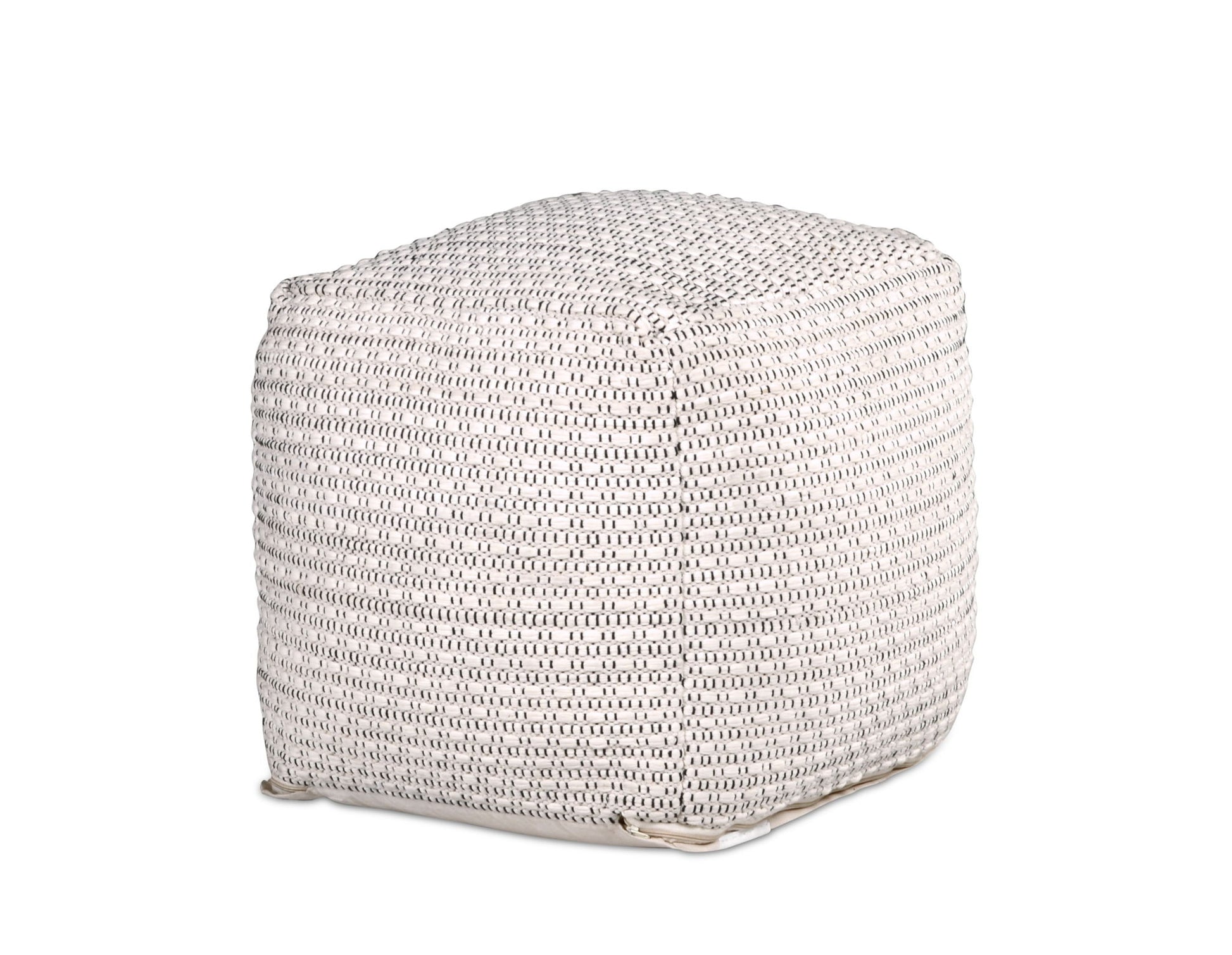Hakim - Square Handwoven Woolen Pouf - White - Hornell Furniture Outlet