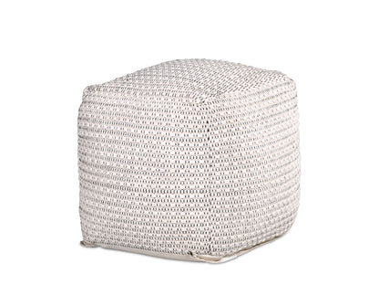 Hakim - Square Handwoven Woolen Pouf - White - Hornell Furniture Outlet