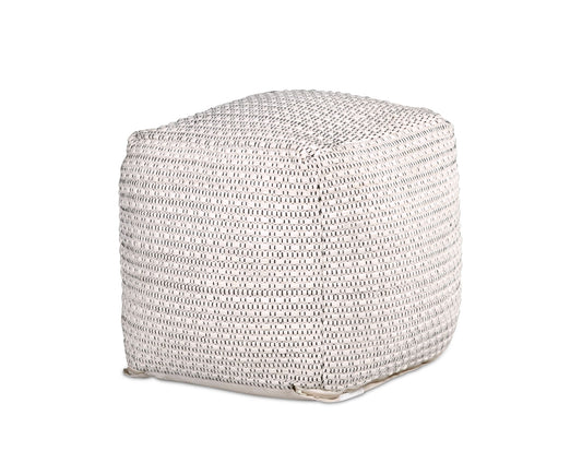 Hakim - Square Handwoven Woolen Pouf - White - Hornell Furniture Outlet