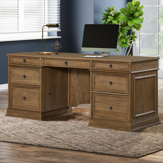 Reynolda - Jr Executive Desk - Camel Beige - Hornell Furniture Outlet