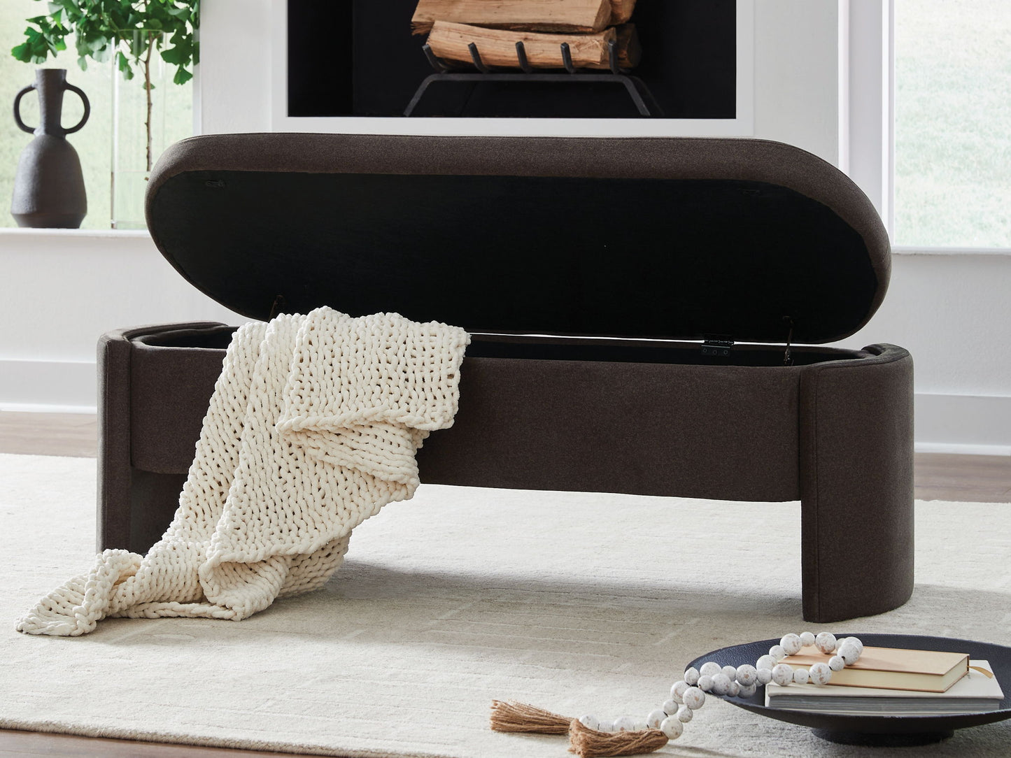 Vavuniya - Brown - Storage Bench - Hornell Furniture Outlet