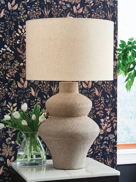 Jossleigh - Beige - Metal Table Lamp - Hornell Furniture Outlet