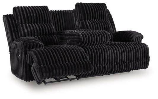 Rhine Falls - Onyx - Reclining Power Sofa With Drop Down Table - Hornell Furniture Outlet