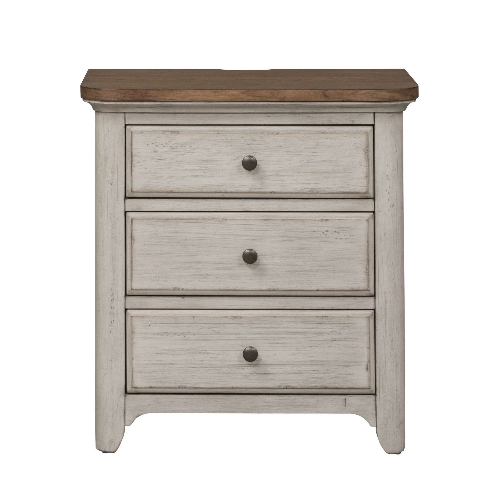 Farmhouse Reimagined - 3 Drawer Nightstand With Charging Station - White - Hornell Furniture Outlet