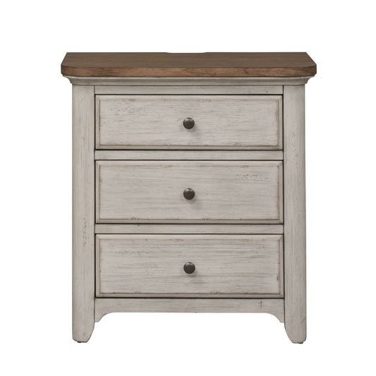 Farmhouse Reimagined - 3 Drawer Nightstand With Charging Station - White - Hornell Furniture Outlet